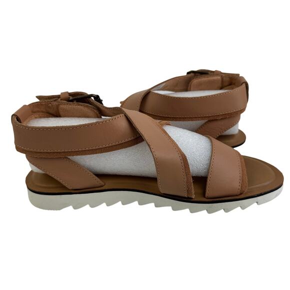TOMS SIDNEY TREAD LEATHER ANKLE STRAP SANDALS IN WARM BEIGE NWT SIZE 8M - Picture 8 of 16